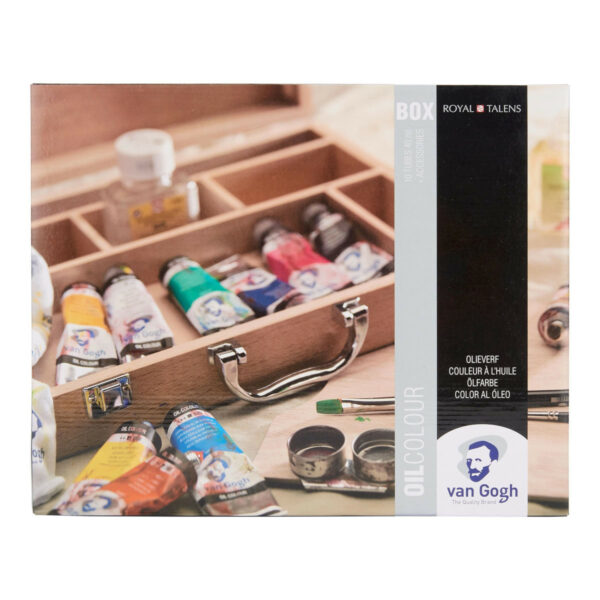 Oil Colour Wooden Box Set Basic with 10 Colours in 40ml Tube + Accessories