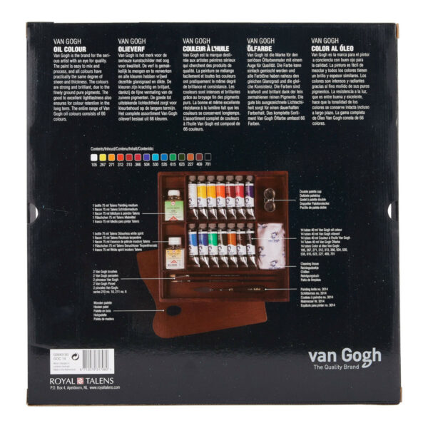 Oil Colour Wooden Box Set Basic with 10 Colours in 40ml Tube + Accessories - Image 2