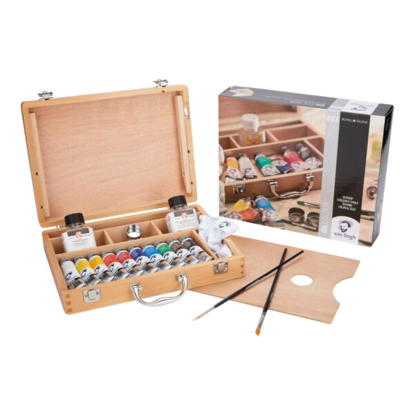 Oil Colour Wooden Box Set Basic with 10 Colours in 40ml Tube + Accessories - Image 3
